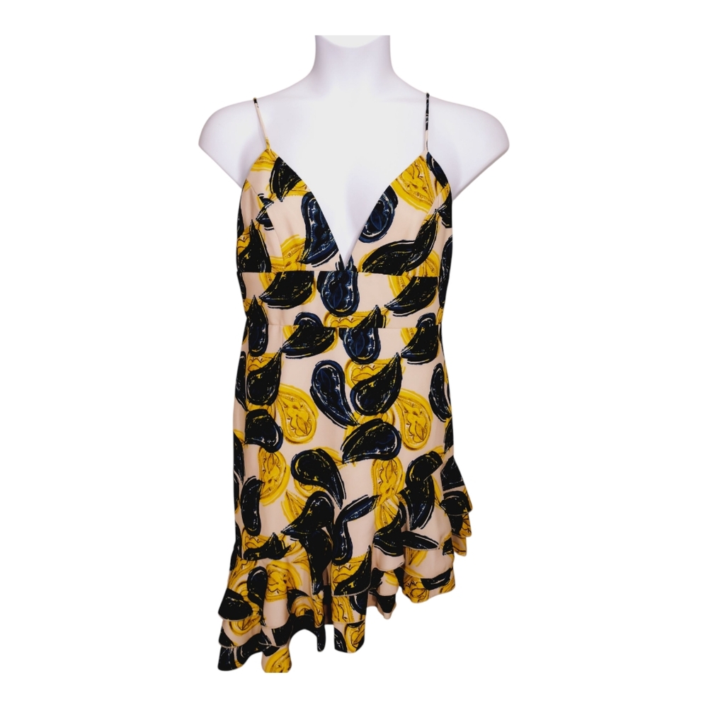 C/Med Collective Dress Paisley Asymmetrical Ruffle Hem Size XL